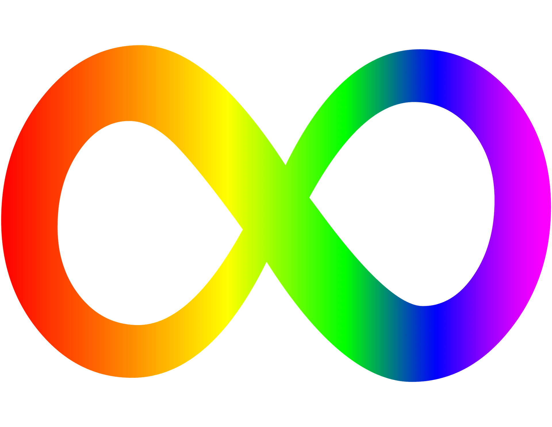 A rainbow colored autism infinity symbol.