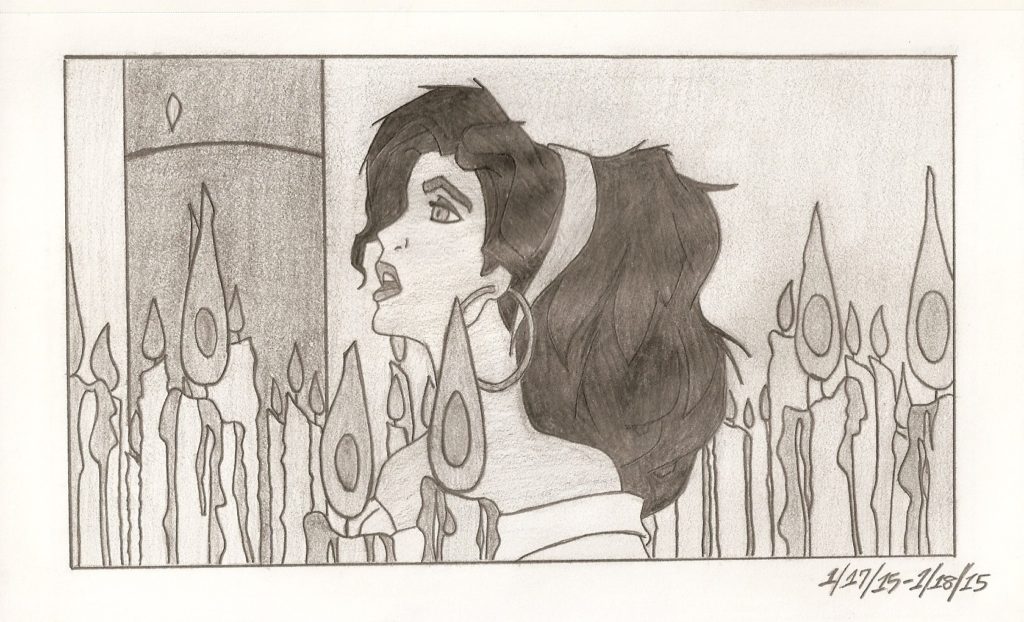 My 2015 drawing of Esmeralda. 