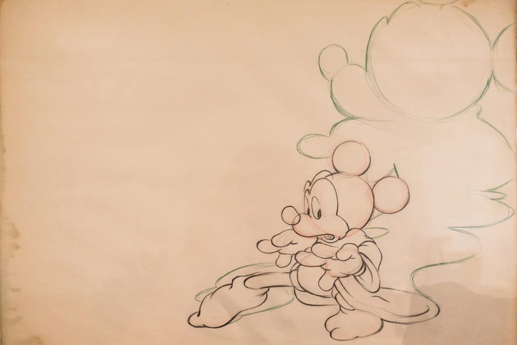 A drawing of Mickey Mouse. 